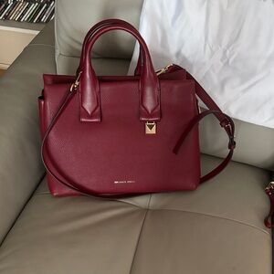 Michael Kors Deep Red Satchel with Gold Accents